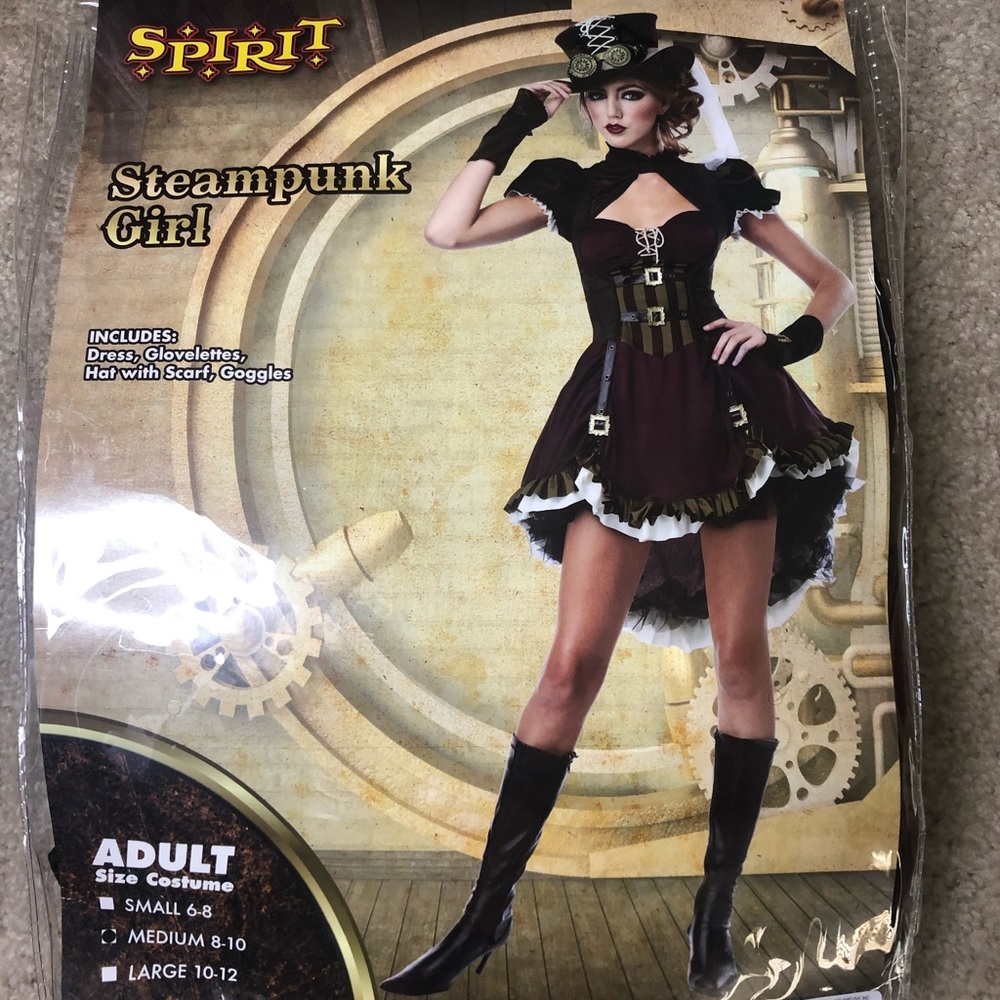 Spirit Steampunk Girl Costume in Brown, Black, Cream